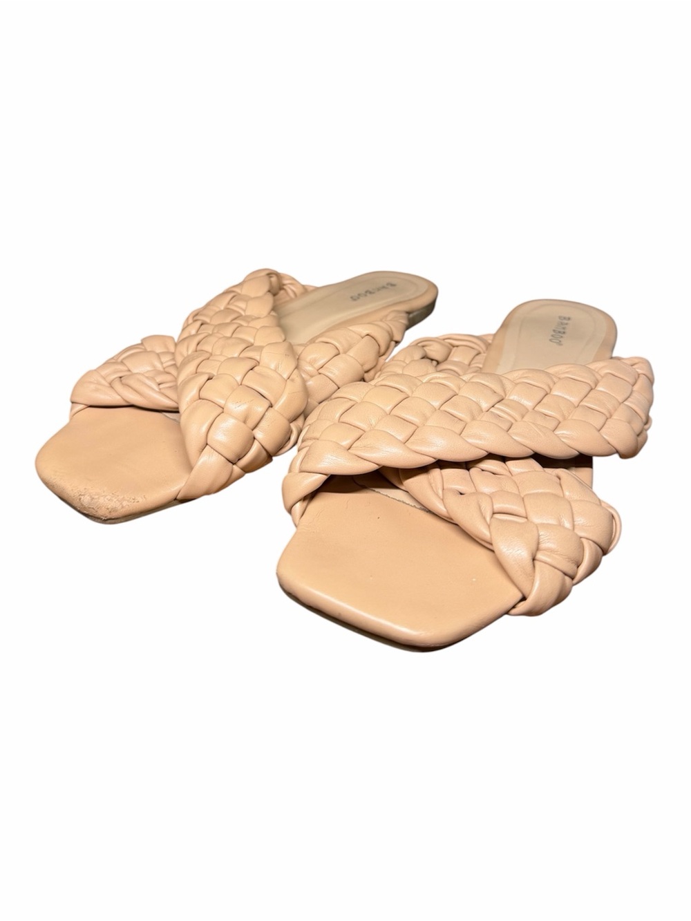BAMBOO Braided Slide Mules in Nude